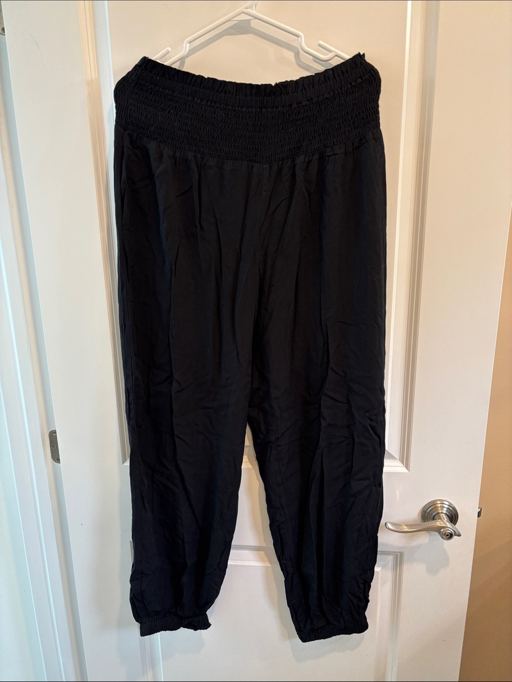 Cupshe Black Smocked High-Waist Harem Pants
